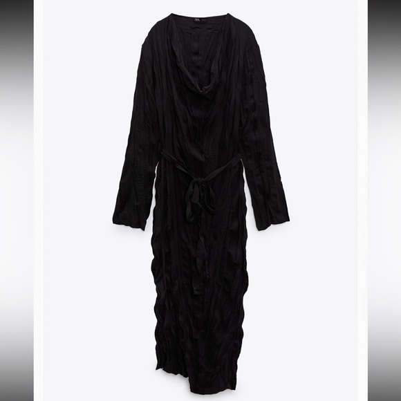 New Zara pleated wrinkle look midi dress - Picture 4 of 7